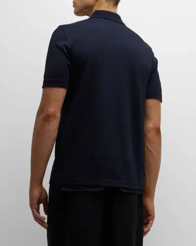 Ferragamo Men's Pique Zip Polo Shirt | Thumbnail 3