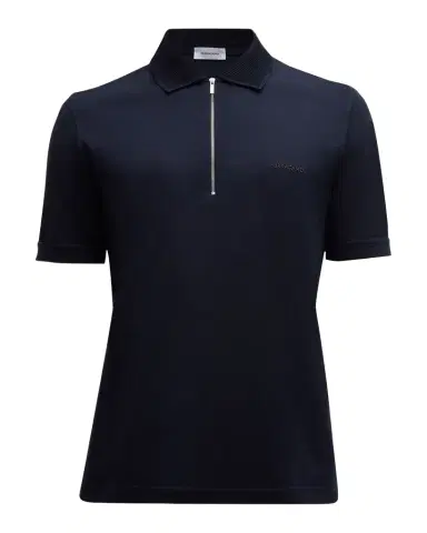 Ferragamo Men's Pique Zip Polo Shirt | Thumbnail 1
