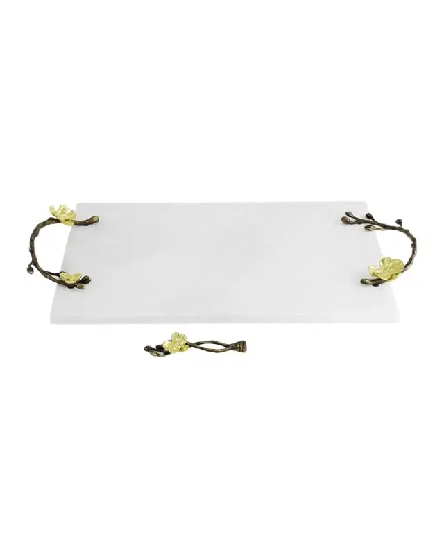 Michael Aram Gold Orchid Cheeseboard with Knife