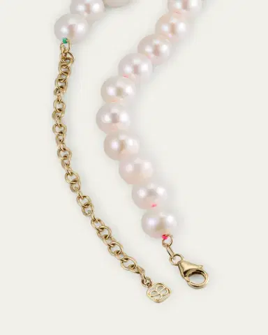 Sydney Evan 14K Large Turquoise Evil Eye Charm on Freshwater Pearl Necklace | Thumbnail 4