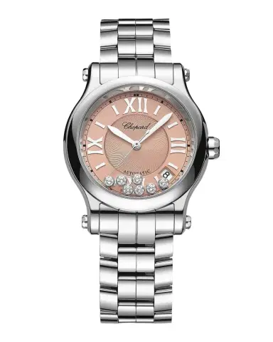 Chopard Happy Sport 36mm Stainless Steel Diamond & Pink Dial Watch | Thumbnail 1 Chopard Happy Sport 36mm Stainless Steel Diamond & Pink Dial Watch | Thumbnail 1