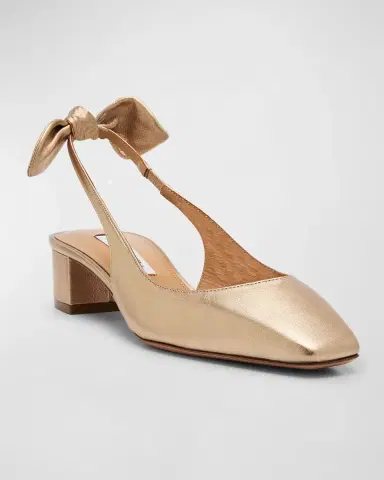 Aquazzura Metallic Bow Slingback Ballerina Pumps | Thumbnail 2 Aquazzura Metallic Bow Slingback Ballerina Pumps | Thumbnail 2