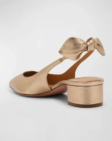 Aquazzura Metallic Bow Slingback Ballerina Pumps | Thumbnail 3 Aquazzura Metallic Bow Slingback Ballerina Pumps | Thumbnail 3