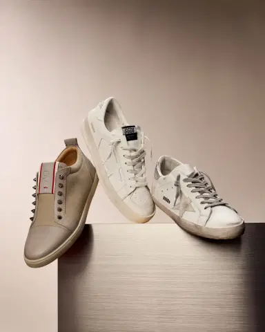Golden Goose Men's Super-Star Metal-Logo Leather Low-Top Sneakers | Thumbnail 2 Golden Goose Men's Super-Star Metal-Logo Leather Low-Top Sneakers | Thumbnail 2