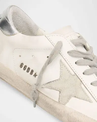 Golden Goose Men's Super-Star Metal-Logo Leather Low-Top Sneakers | Thumbnail 3 Golden Goose Men's Super-Star Metal-Logo Leather Low-Top Sneakers | Thumbnail 3