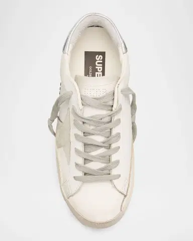 Golden Goose Men's Super-Star Metal-Logo Leather Low-Top Sneakers | Thumbnail 4 Golden Goose Men's Super-Star Metal-Logo Leather Low-Top Sneakers | Thumbnail 4