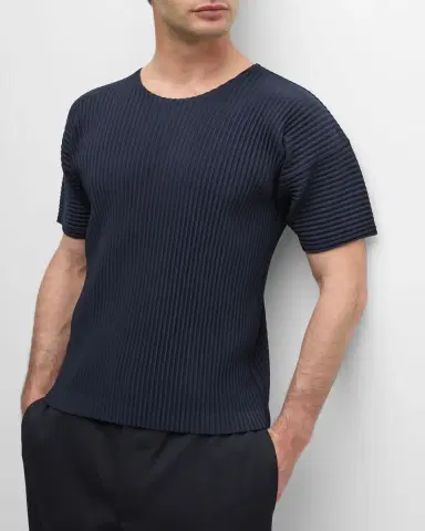 Homme Plissé Issey Miyake Men 's Basics Short-Sleeve Pleated Shirt | Thumbnail 5 Homme Plissé Issey Miyake Men 's Basics Short-Sleeve Pleated Shirt | Thumbnail 5