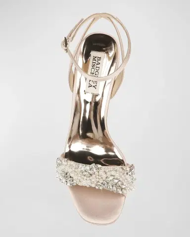 Badgley Mischka Clara Embellished Satin Cocktail Sandals | Thumbnail 3