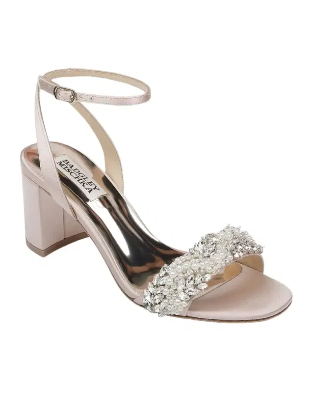 Badgley Mischka Clara Embellished Satin Cocktail Sandals