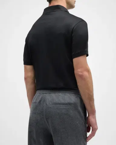 Emporio Armani Men's Solid Jersey-Stretch Polo Shirt | Thumbnail 3 Emporio Armani Men's Solid Jersey-Stretch Polo Shirt | Thumbnail 3