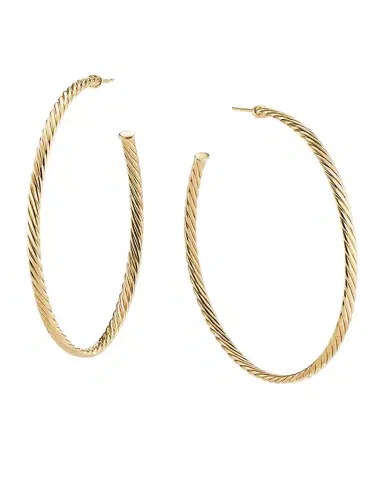 David Yurman Sculpted Extra-Large Cable Hoop Earrings in 18K Yellow Gold | Thumbnail 1