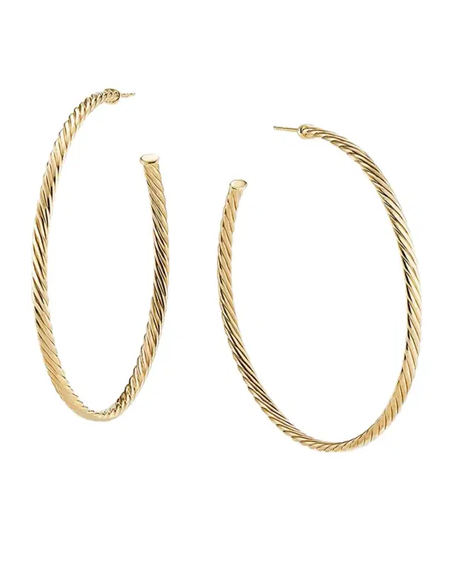 Sculpted Extra-Large Cable Hoop Earrings in 18K Yellow Gold