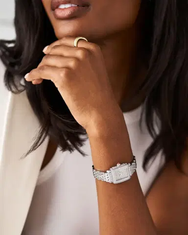 Michele Special Edition Deco Mini Stainless Steel Pave Diamond Watch | Thumbnail 2 Michele Special Edition Deco Mini Stainless Steel Pave Diamond Watch | Thumbnail 2