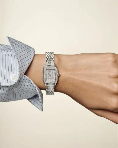 Michele Special Edition Deco Mini Stainless Steel Pave Diamond Watch | Thumbnail 5 Michele Special Edition Deco Mini Stainless Steel Pave Diamond Watch | Thumbnail 5