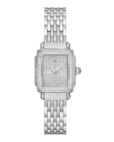 Michele Special Edition Deco Mini Stainless Steel Pave Diamond Watch | Thumbnail 1 Michele Special Edition Deco Mini Stainless Steel Pave Diamond Watch | Thumbnail 1