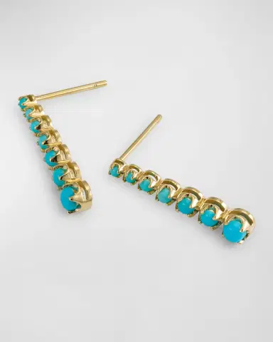 Jennifer Meyer Mini Graduated Turquoise Tennis Stud Earrings | Thumbnail 2