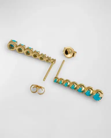 Jennifer Meyer Mini Graduated Turquoise Tennis Stud Earrings | Thumbnail 3