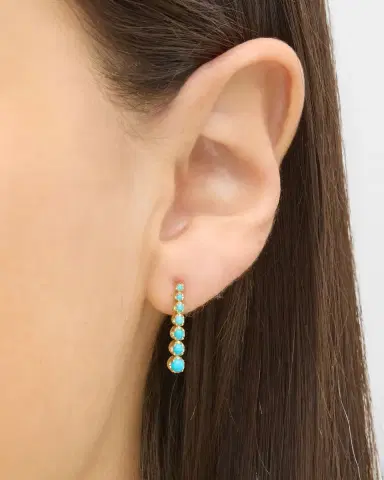 Jennifer Meyer Mini Graduated Turquoise Tennis Stud Earrings | Thumbnail 1