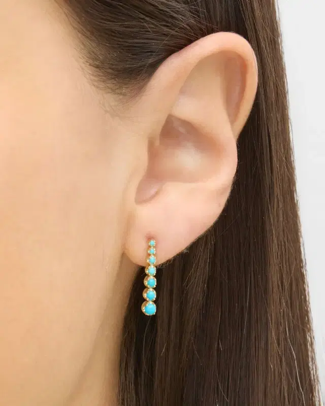 Mini Graduated Turquoise Tennis Stud Earrings