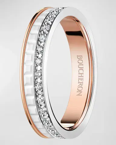 Boucheron Quatre 18K White & Pink Gold White Edition Ring | Thumbnail 2