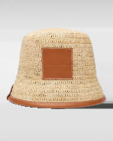 Jacquemus Le Bob Soli Raffia & Brown Leather Bucket Hat | Thumbnail 2