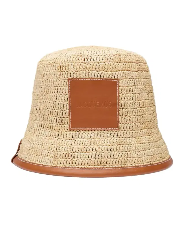 Jacquemus Le Bob Soli Raffia & Brown Leather Bucket Hat