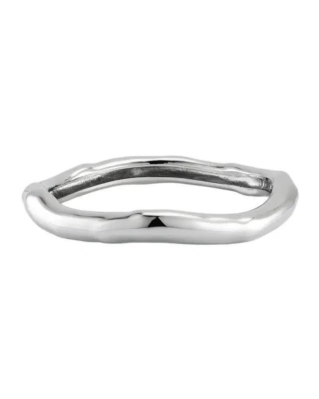 Molten Silver Bangle Bracelet, Size Large