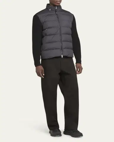 Moncler Men's Wool Knit Padded Jacket With Hood | Thumbnail 2 Moncler Men's Wool Knit Padded Jacket With Hood | Thumbnail 2