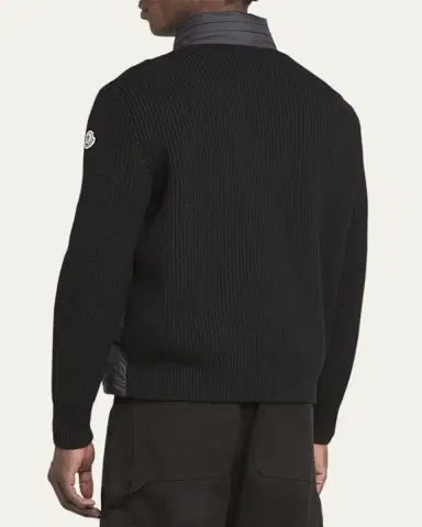 Moncler Men's Wool Knit Padded Jacket With Hood | Thumbnail 3 Moncler Men's Wool Knit Padded Jacket With Hood | Thumbnail 3