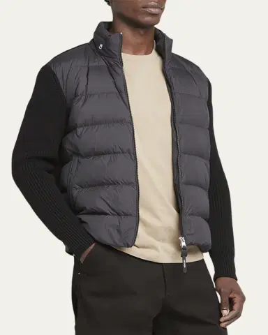 Moncler Men's Wool Knit Padded Jacket With Hood | Thumbnail 4 Moncler Men's Wool Knit Padded Jacket With Hood | Thumbnail 4