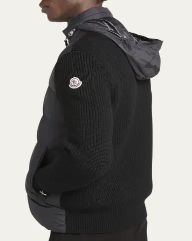 Moncler Men's Wool Knit Padded Jacket With Hood | Thumbnail 5 Moncler Men's Wool Knit Padded Jacket With Hood | Thumbnail 5