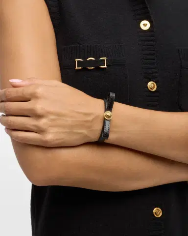Versace Medusa Greca Leather Bracelet | Thumbnail 2