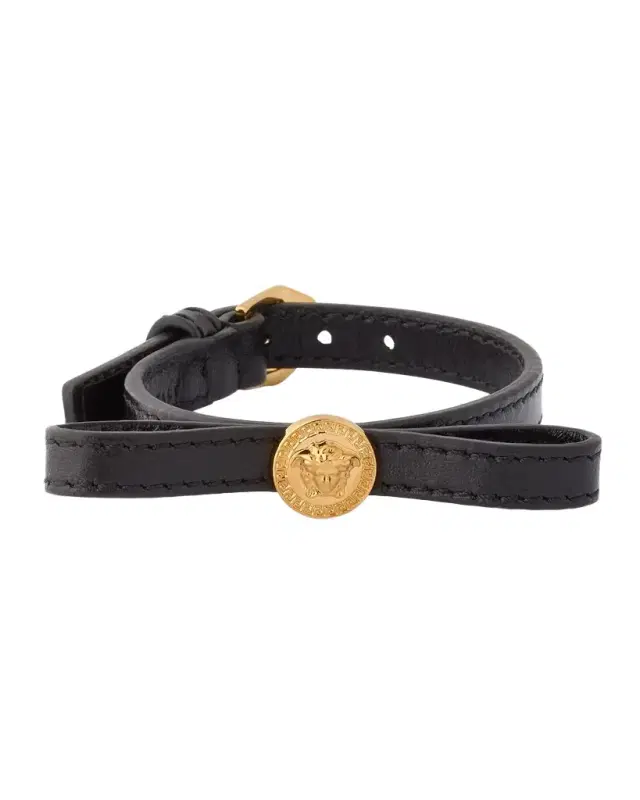 Medusa Greca Leather Bracelet