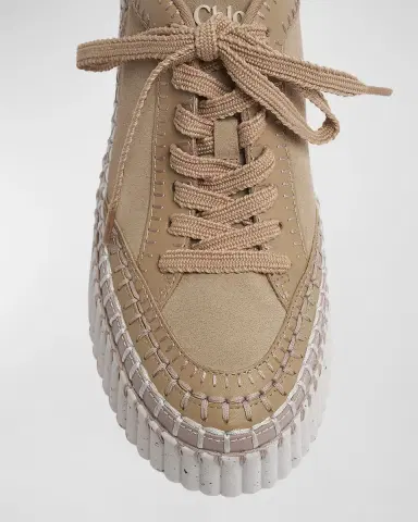 Chloé Nama Mixed Leather Stitch Platform Sneakers | Thumbnail 4 Chloé Nama Mixed Leather Stitch Platform Sneakers | Thumbnail 4
