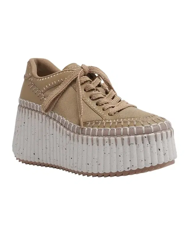 Nama Mixed Leather Stitch Platform Sneakers