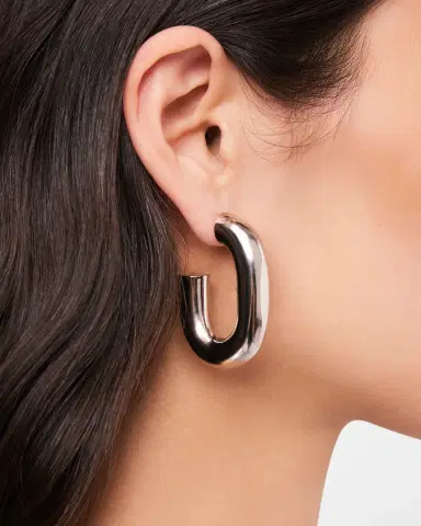 Rabanne XL Chain-Link Hoop Earrings | Thumbnail 2