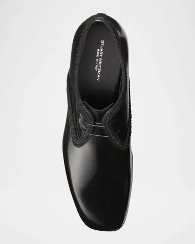Stuart Weitzman Men's Alastar Fabric-Trim Leather Derby Shoes | Thumbnail 3 Stuart Weitzman Men's Alastar Fabric-Trim Leather Derby Shoes | Thumbnail 3
