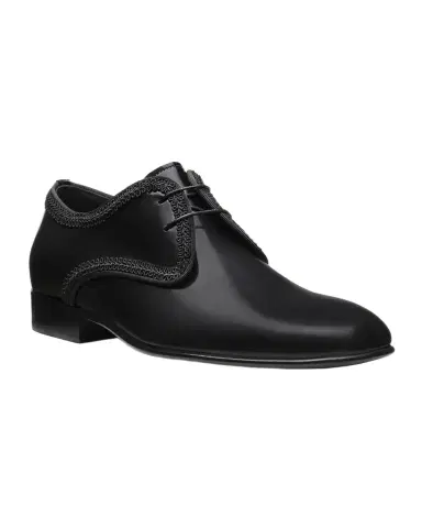 Stuart Weitzman Men's Alastar Fabric-Trim Leather Derby Shoes | Thumbnail 1 Stuart Weitzman Men's Alastar Fabric-Trim Leather Derby Shoes | Thumbnail 1