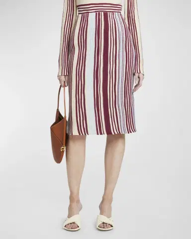 Bottega Veneta Stripe Rib Linen Midi Skirt | Thumbnail 2 Bottega Veneta Stripe Rib Linen Midi Skirt | Thumbnail 2