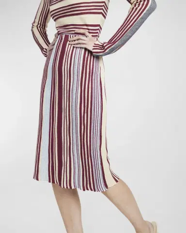 Bottega Veneta Stripe Rib Linen Midi Skirt | Thumbnail 6 Bottega Veneta Stripe Rib Linen Midi Skirt | Thumbnail 6