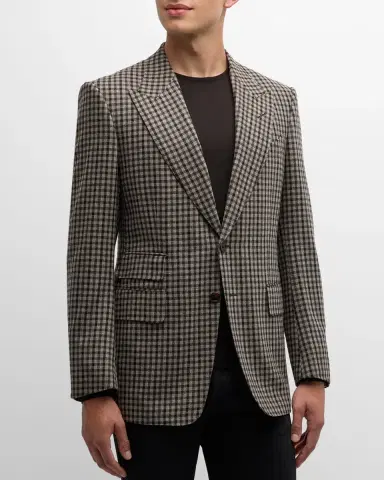 Tom Ford Men's Damier Shelton Check Sport Coat | Thumbnail 4