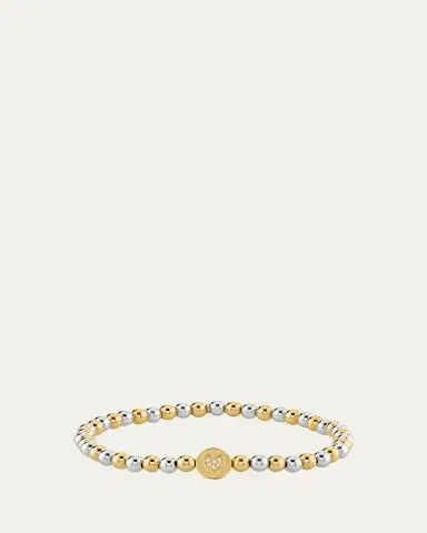 Sydney Evan Peace and Love Bead on Bead 14K Two-Tone Round Bracelet | Thumbnail 2
