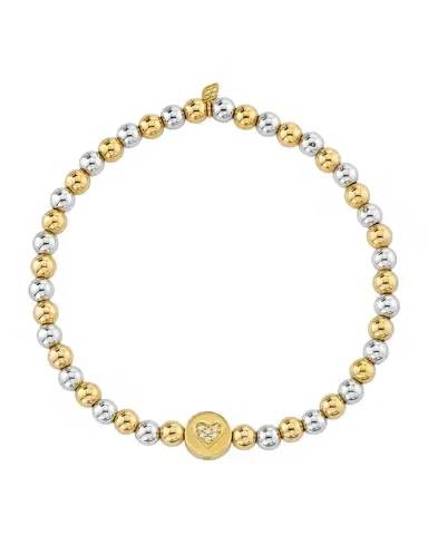 Sydney Evan Peace and Love Bead on Bead 14K Two-Tone Round Bracelet | Thumbnail 1