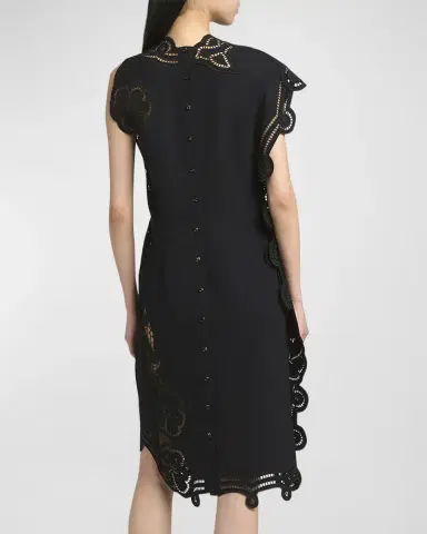 Bottega Veneta Floral Cutwork Embroidered Shift Dress | Thumbnail 6