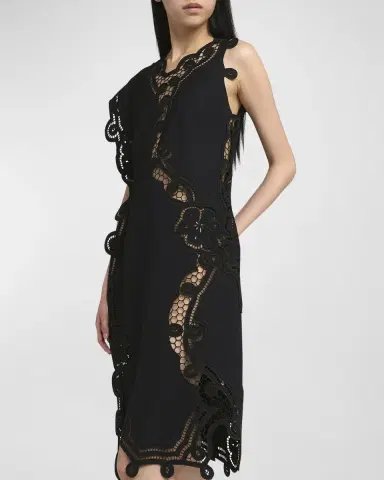 Bottega Veneta Floral Cutwork Embroidered Shift Dress | Thumbnail 7