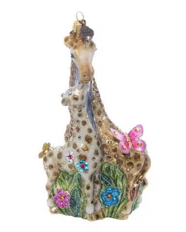 Jay Strongwater Mom and Baby Giraffe Glass Christmas Ornament | Thumbnail 1