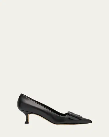 Manolo Blahnik Maysale Leather Buckle Kitten Pumps | Thumbnail 6 Manolo Blahnik Maysale Leather Buckle Kitten Pumps | Thumbnail 6
