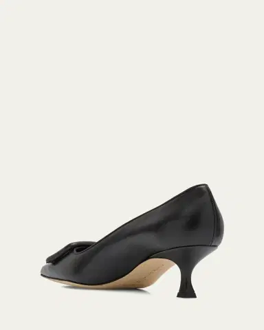 Manolo Blahnik Maysale Leather Buckle Kitten Pumps | Thumbnail 9 Manolo Blahnik Maysale Leather Buckle Kitten Pumps | Thumbnail 9
