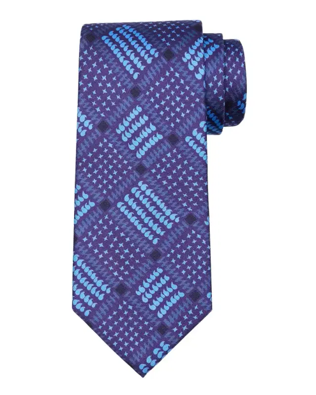 Men 's Grid-Printed Silk Tie