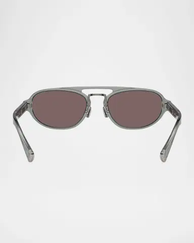 Brunello Cucinelli Men's Acetate Oval Sunglasses | Thumbnail 3 Brunello Cucinelli Men's Acetate Oval Sunglasses | Thumbnail 3